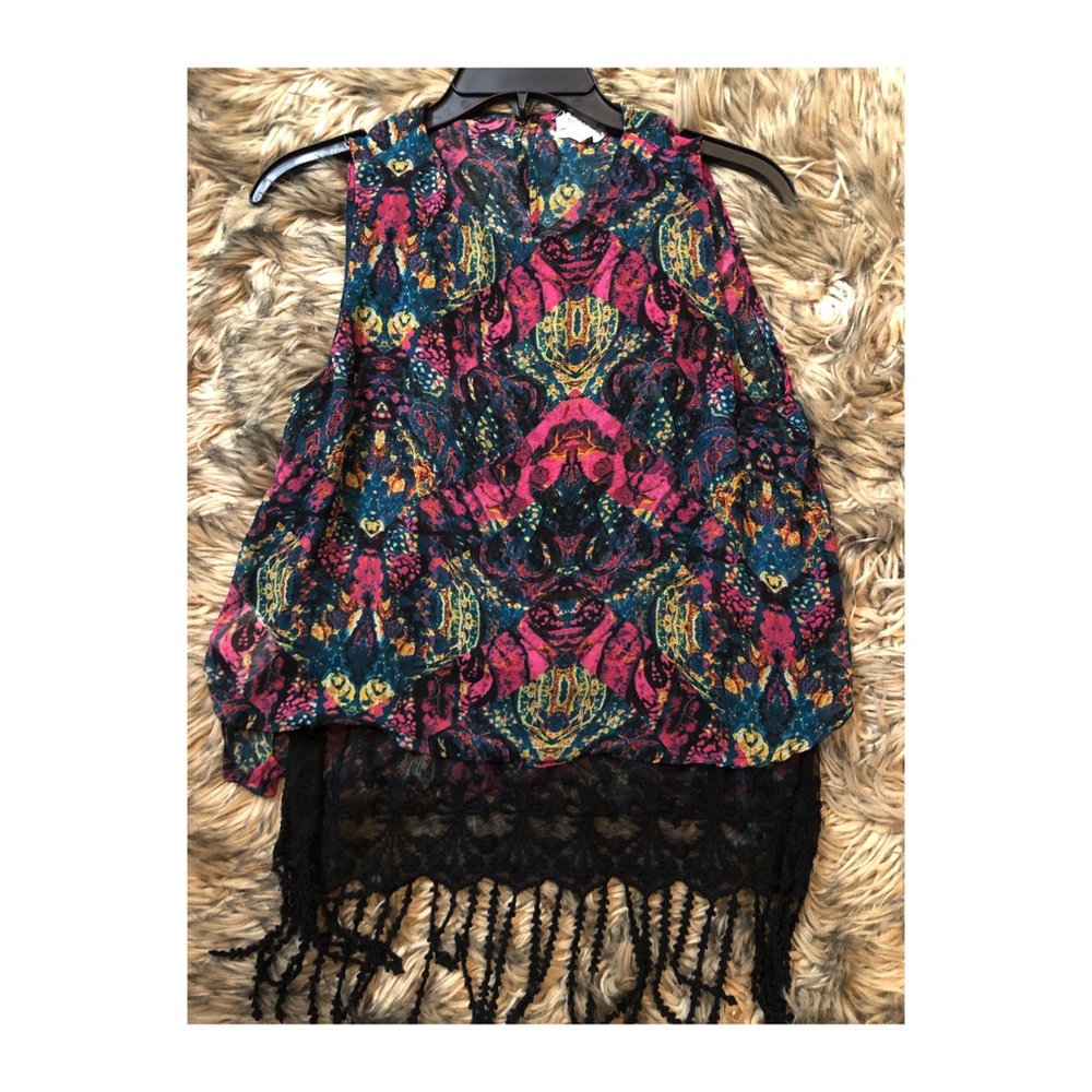 BCBG generation Lace Hem Tank style Viridian top